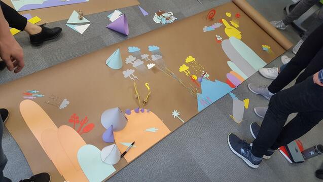 A large project landscape made our of construction paper
