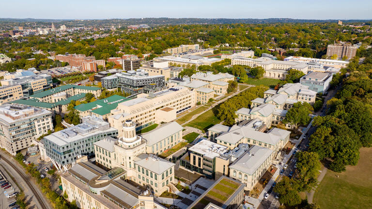 An arial photo of the campus of CMU
