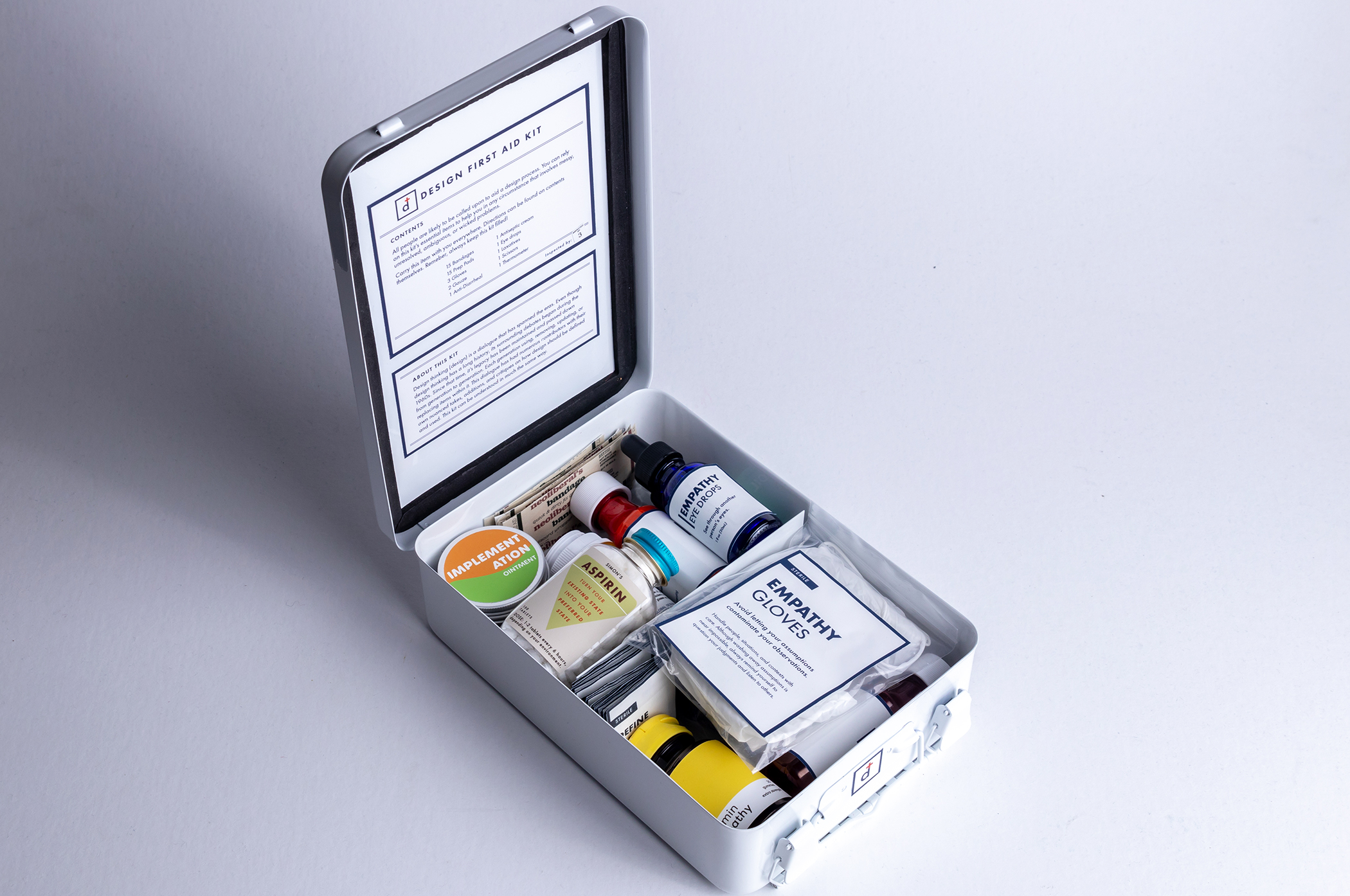 The interior of a first aid kit