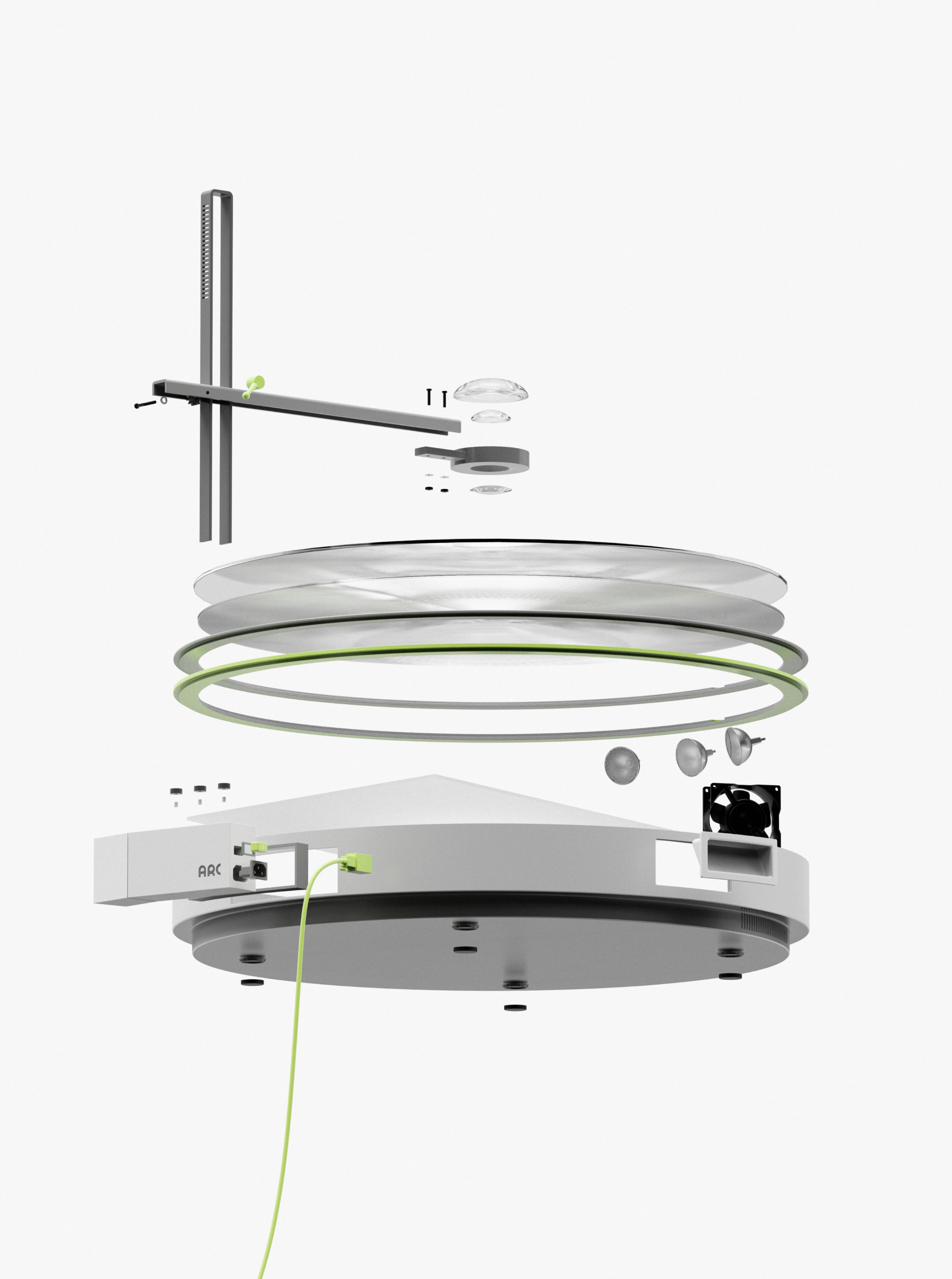 An exploded view of the Arc projector