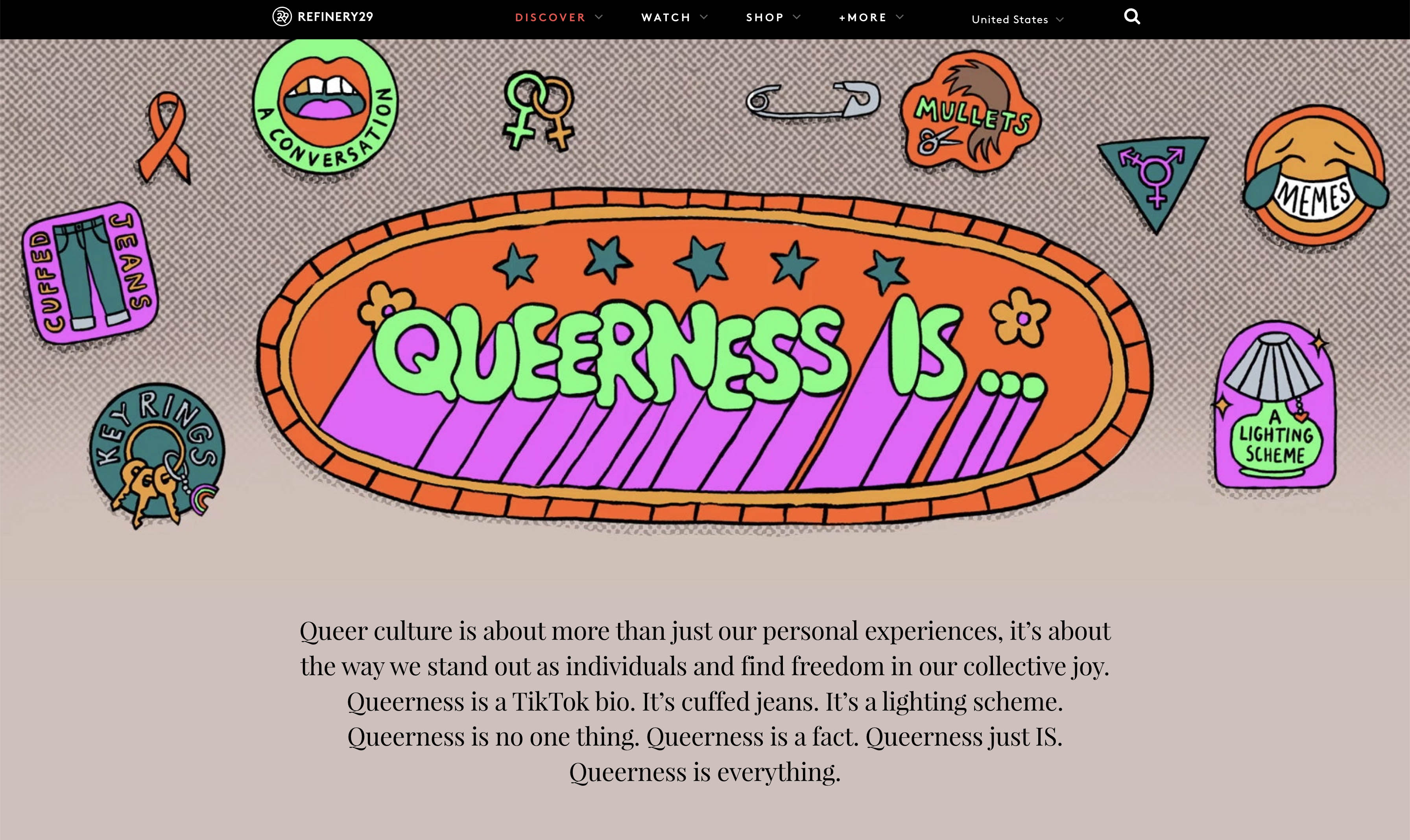 Landing page design for Refinery29 by Lily Fulop