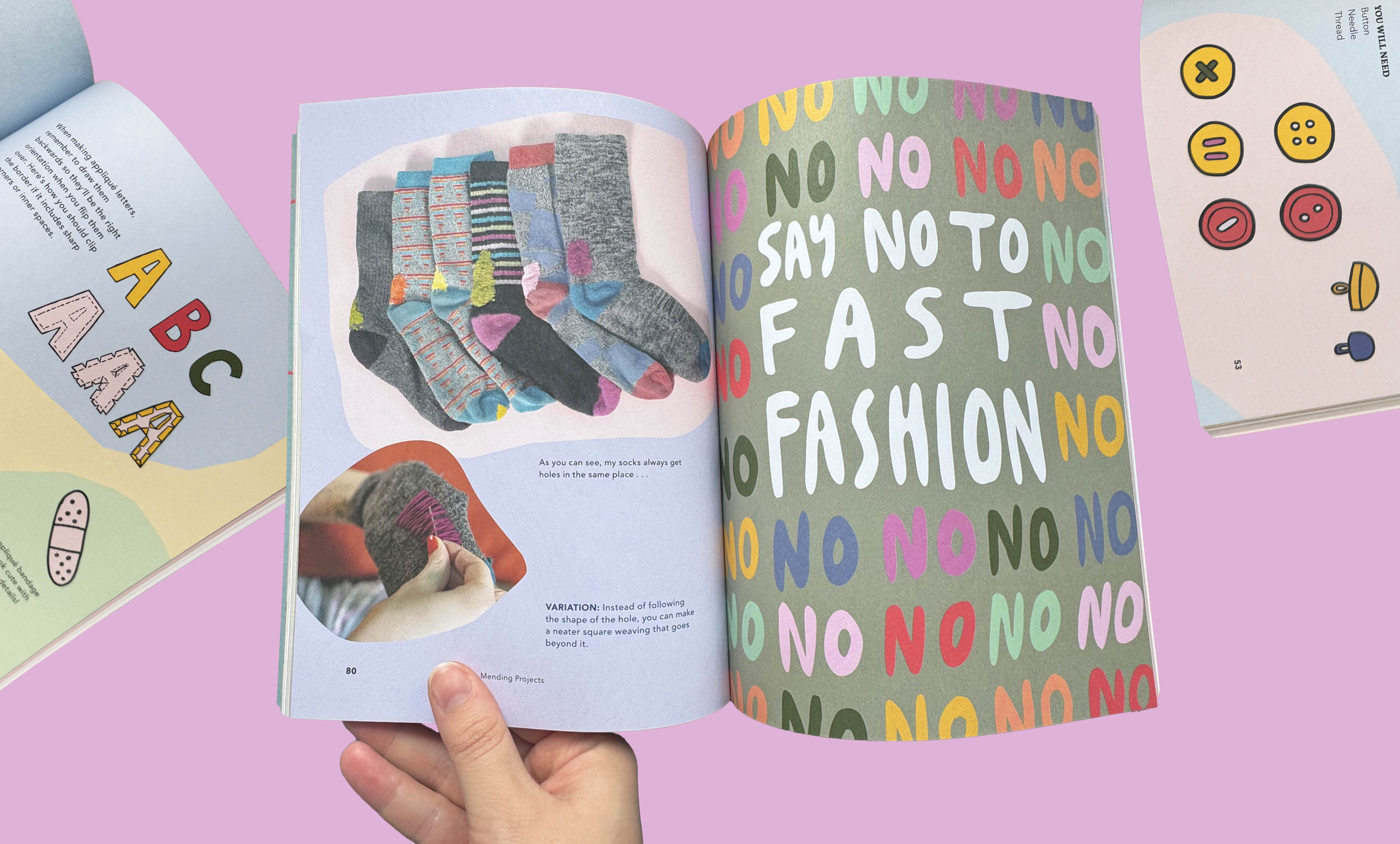 An open copy of Wear, Repair, Repurpose by Lily Fulop