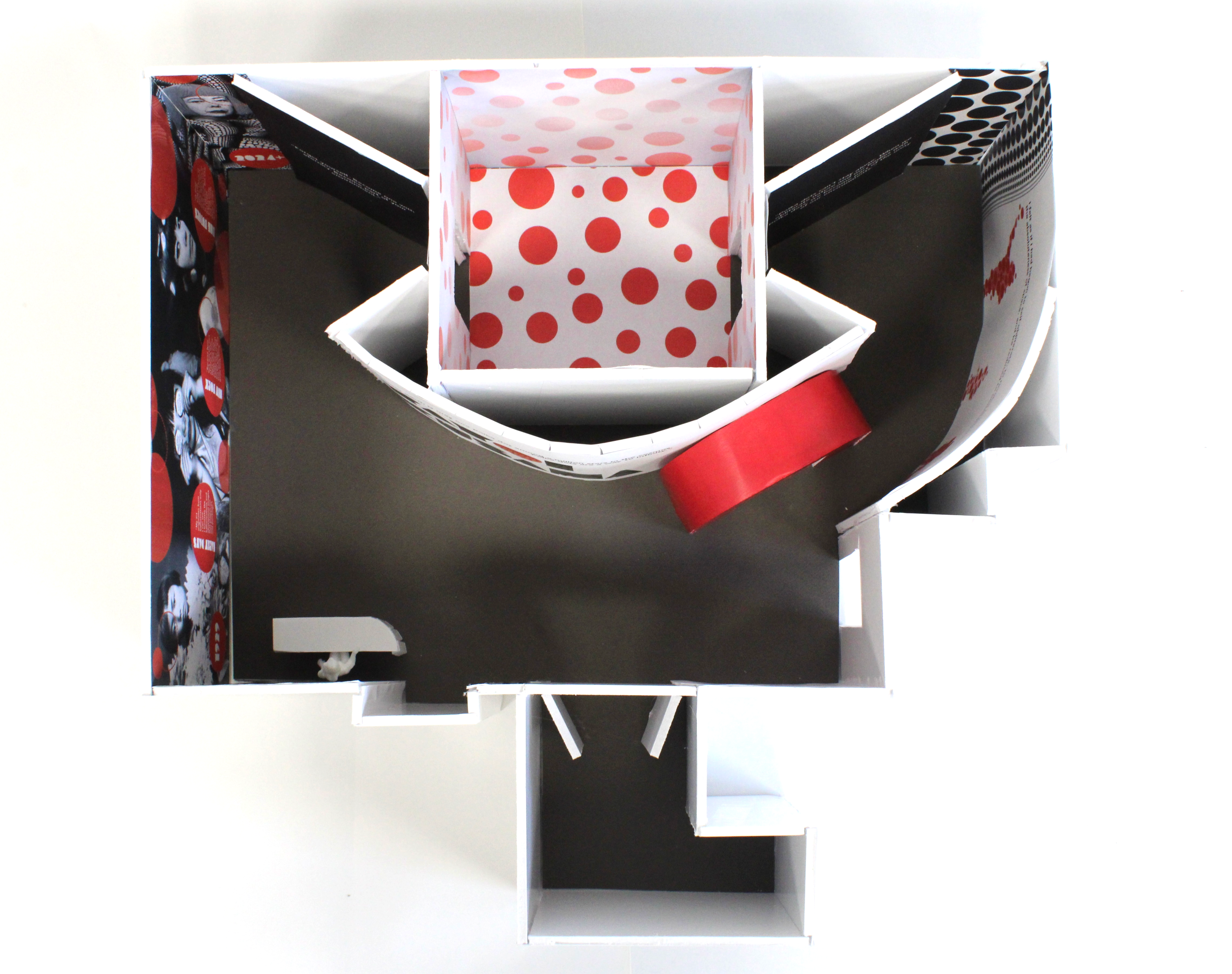A model of a Yayoi Kusama exhibit