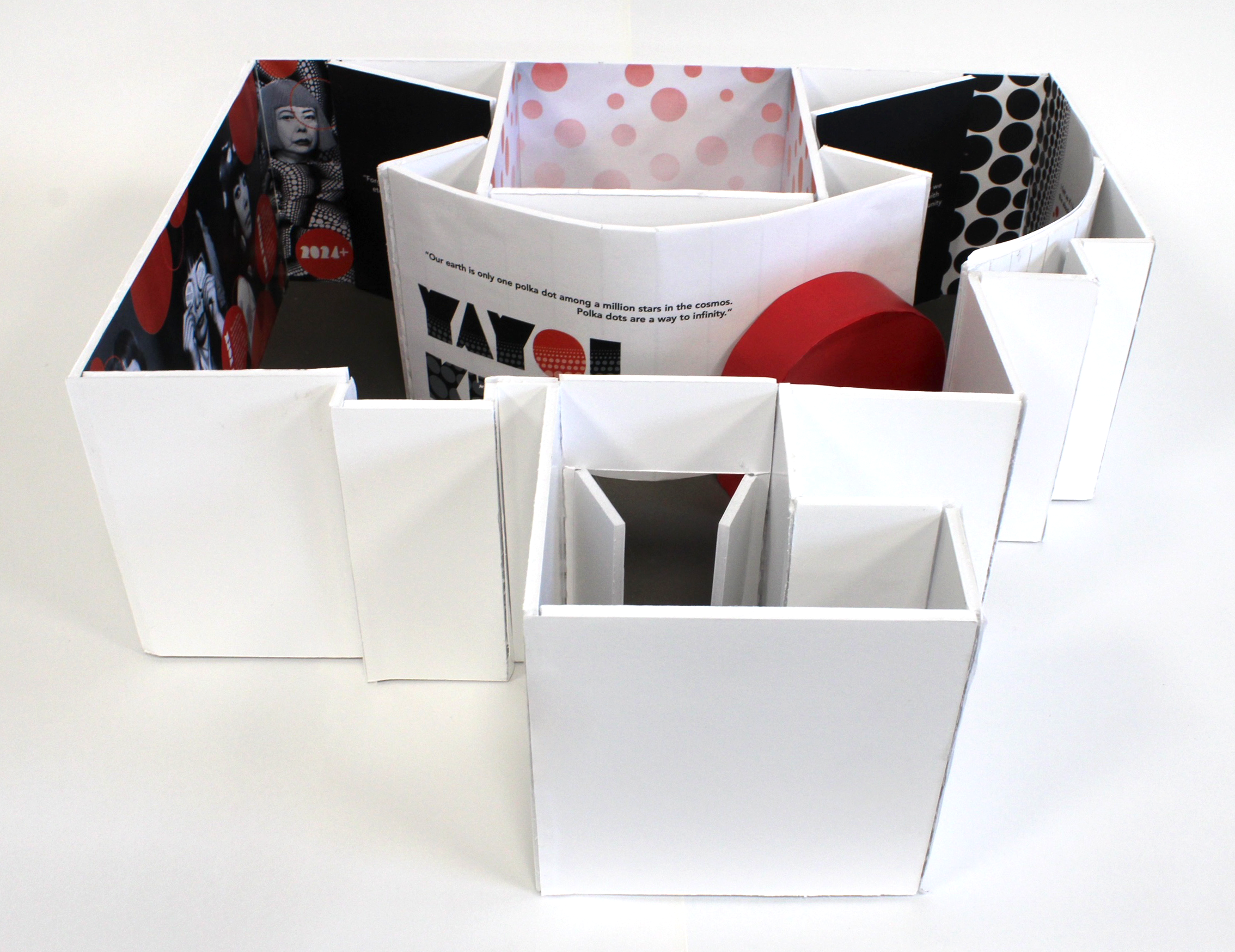 A model of a Yayoi Kusama exhibit