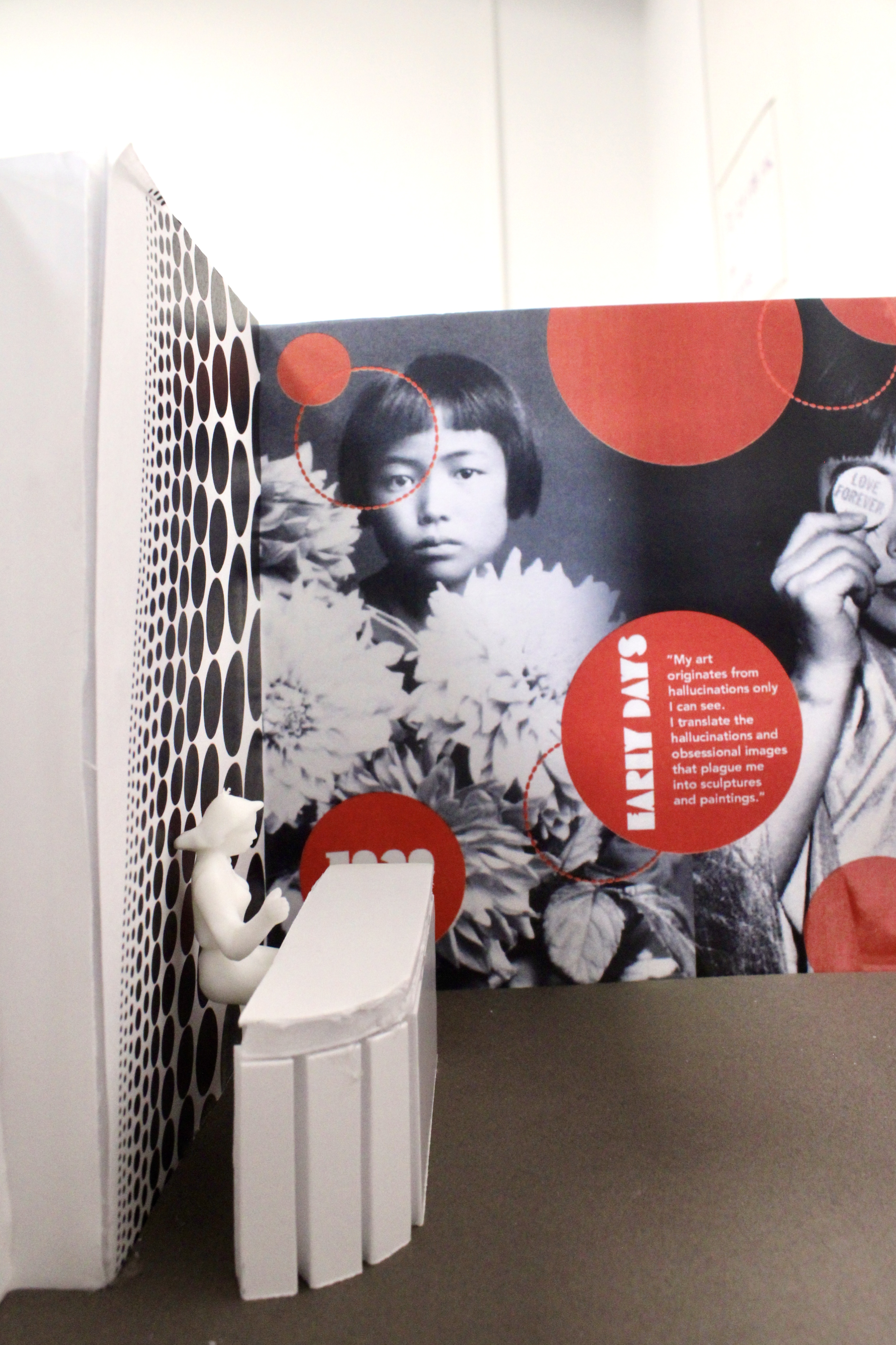 A model of a Yayoi Kusama exhibit