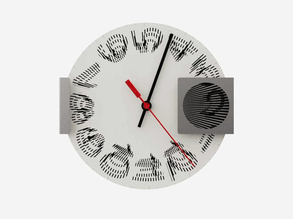 An exploded view of the Moire clock