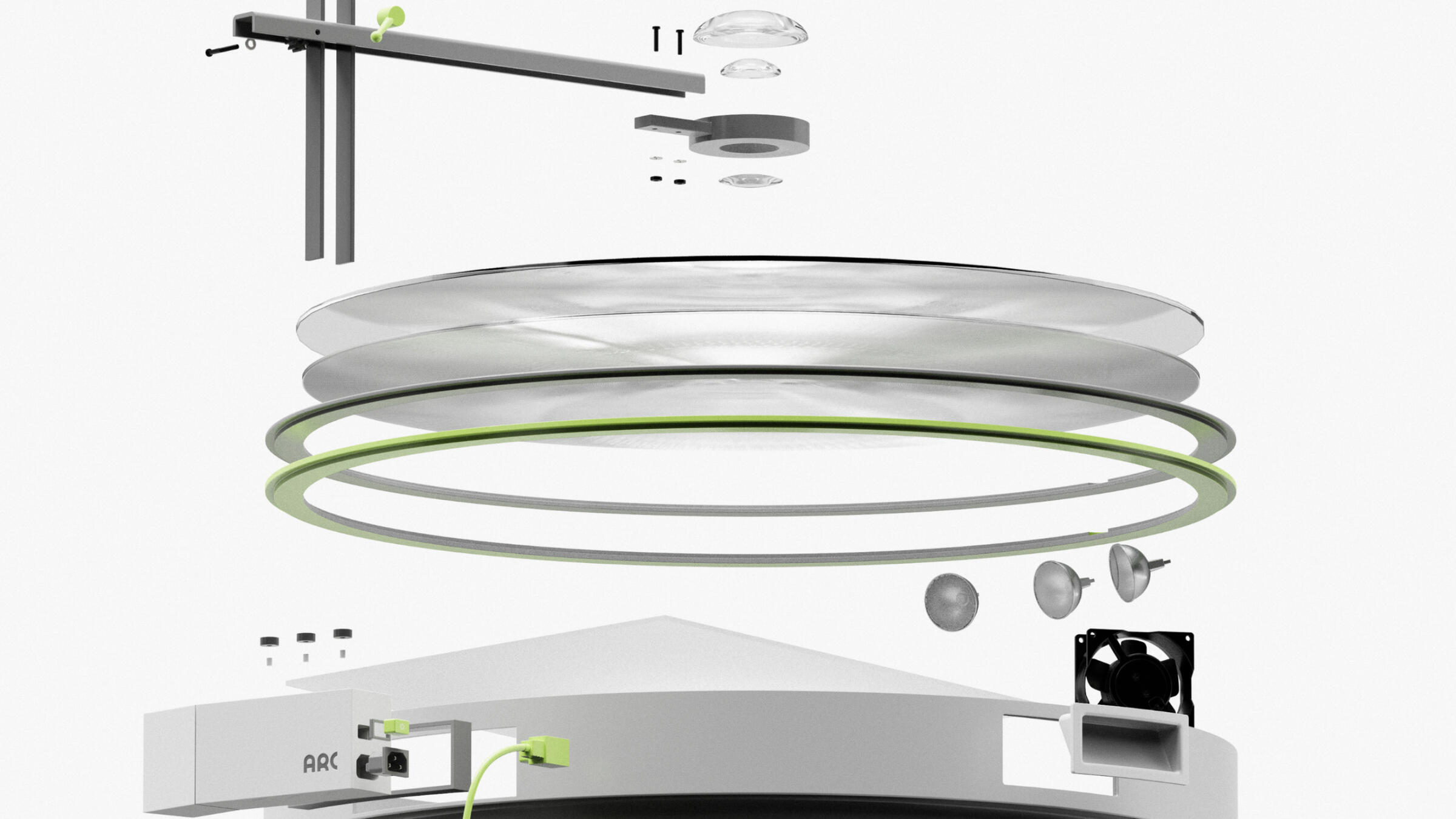 An exploded view of the Arc projector