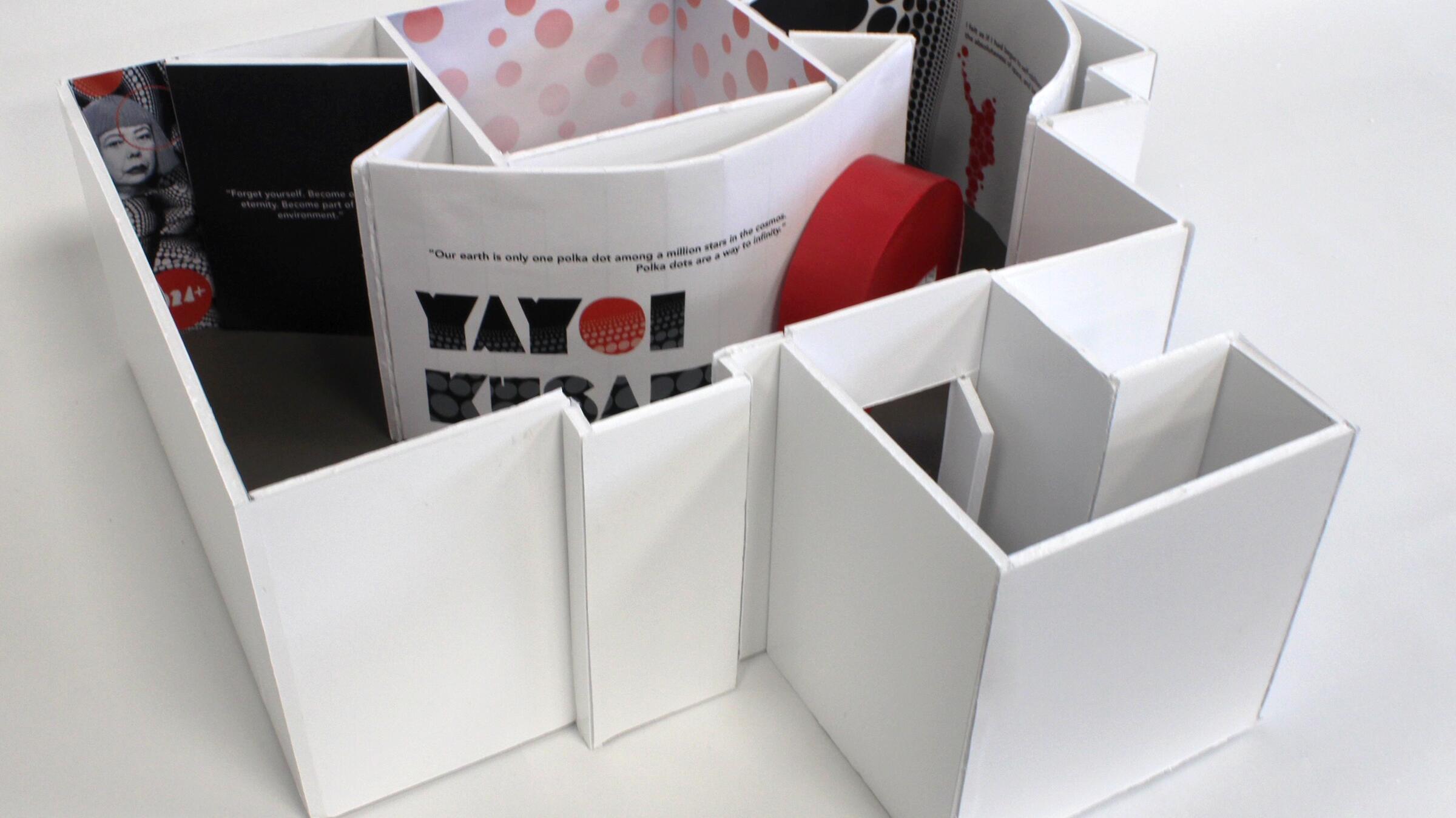 A model of a Yayoi Kusama exhibit