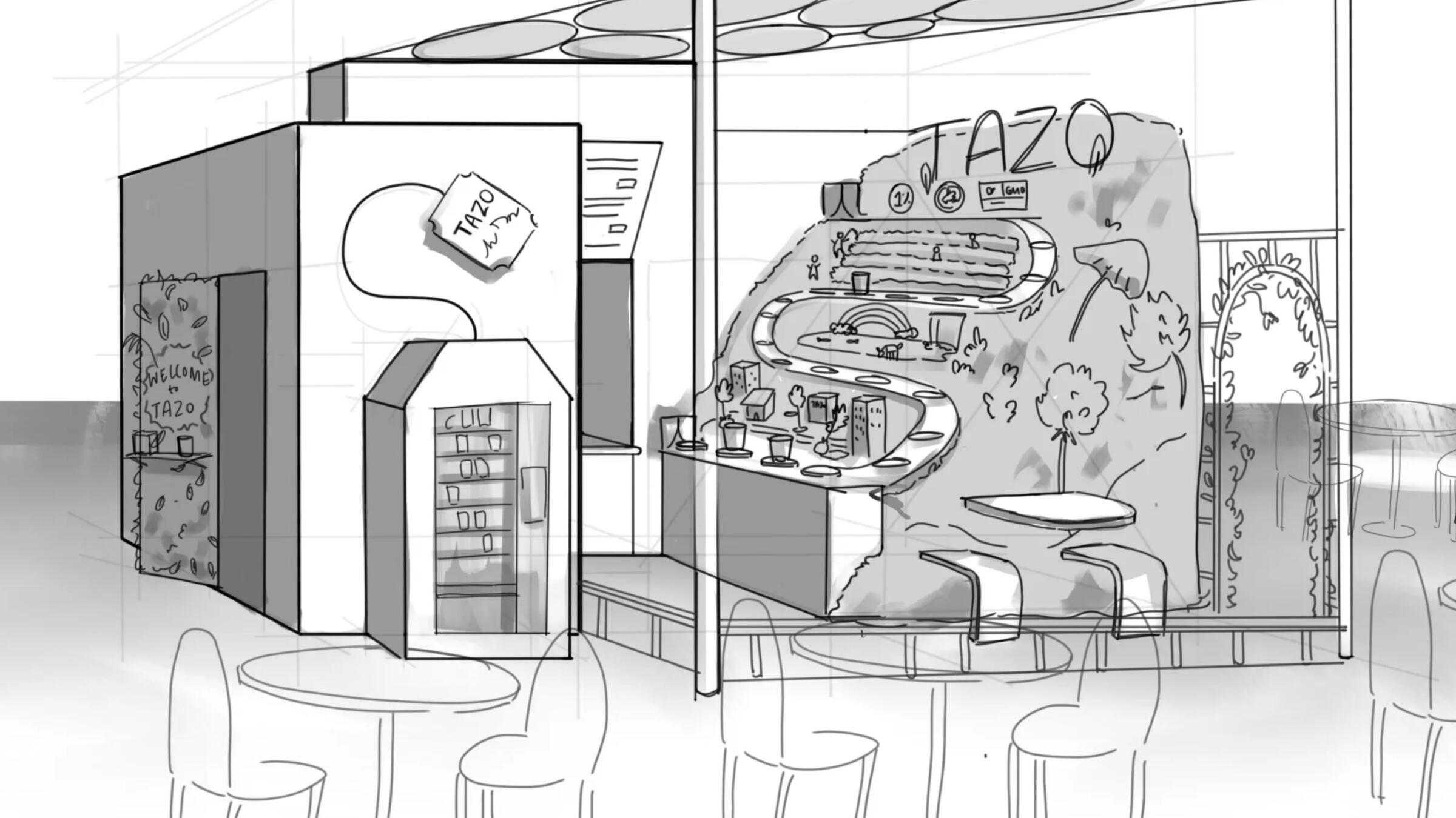 A sketch of the Tazo pop up experience