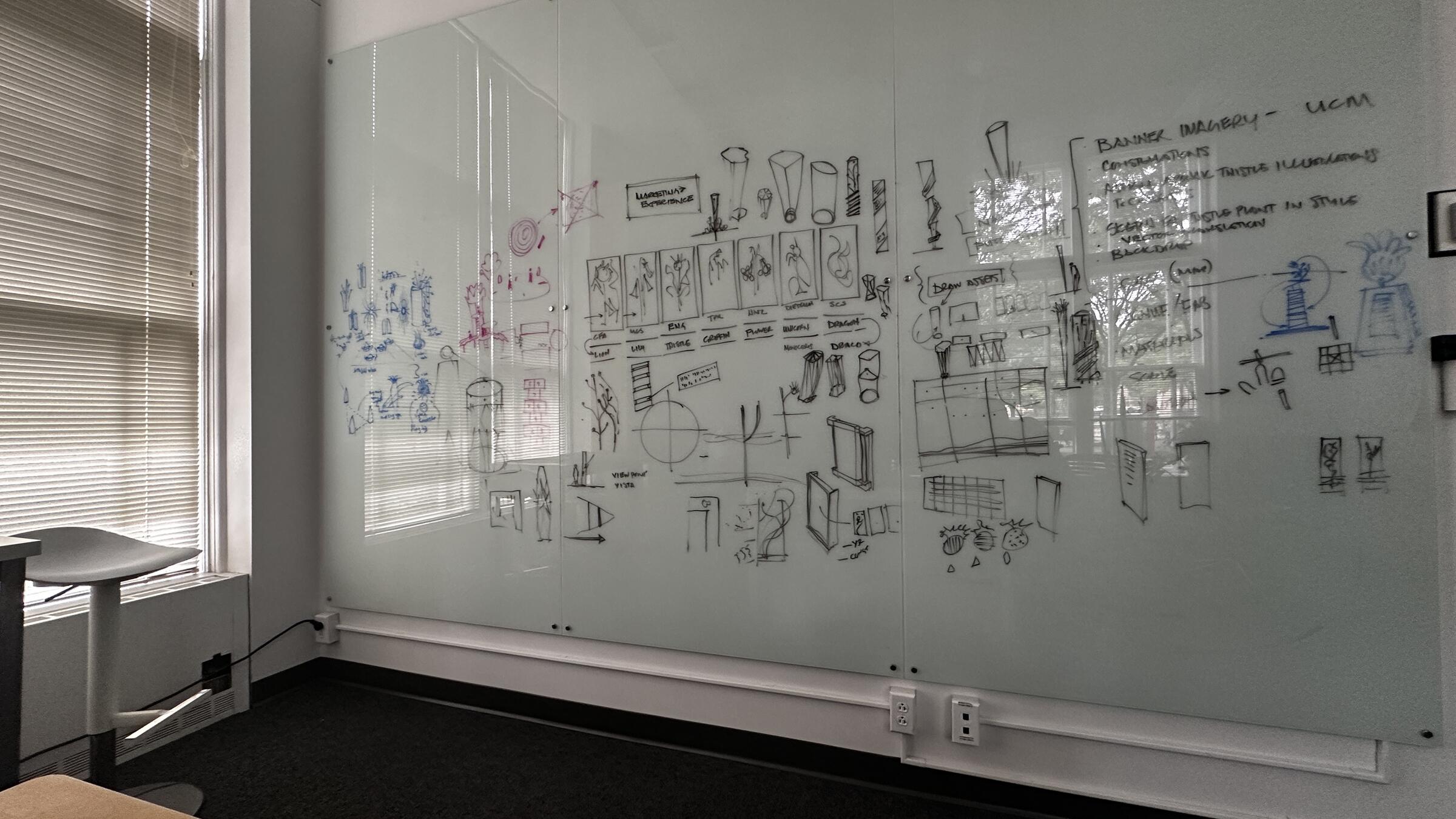 sketches on a whiteboard
