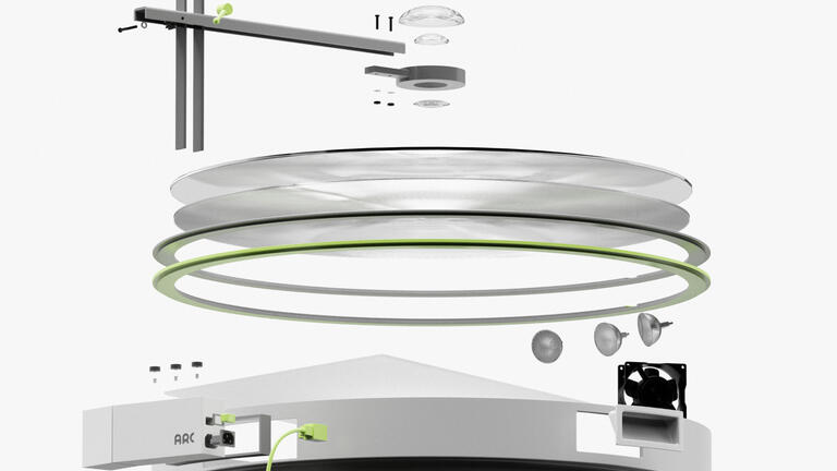 An exploded view of the Arc projector