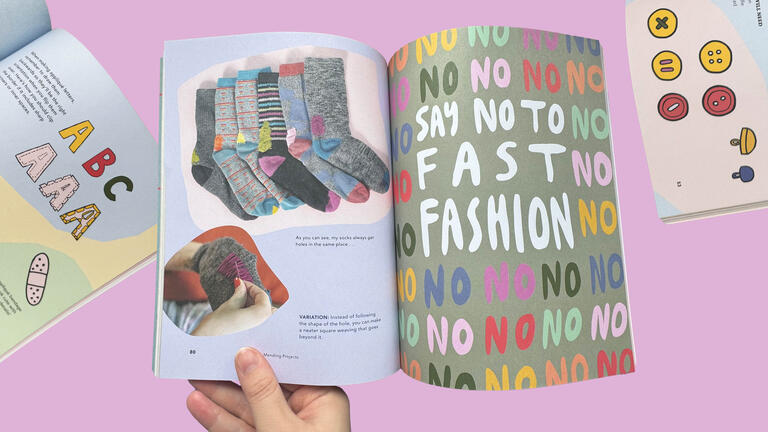 An open copy of Wear, Repair, Repurpose by Lily Fulop