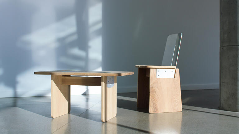 A chair and table designed by Jiyeon Chun