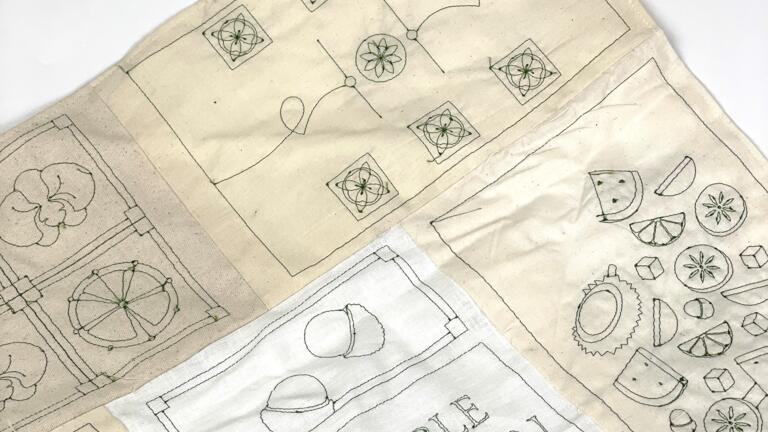 The corner of a linen book