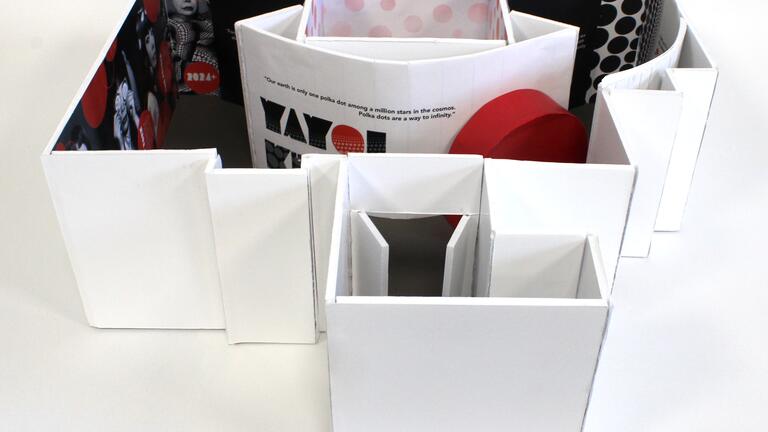 A model of a Yayoi Kusama exhibit