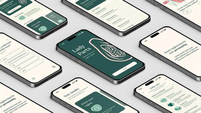 A series of phones all running the Lady Parts App