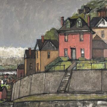 A drawing of houses by Mark Mentzer