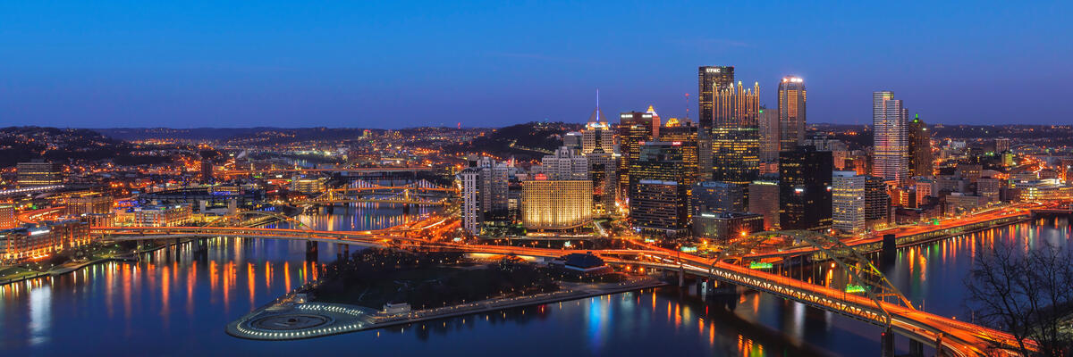 The Pittsburgh skyline at night