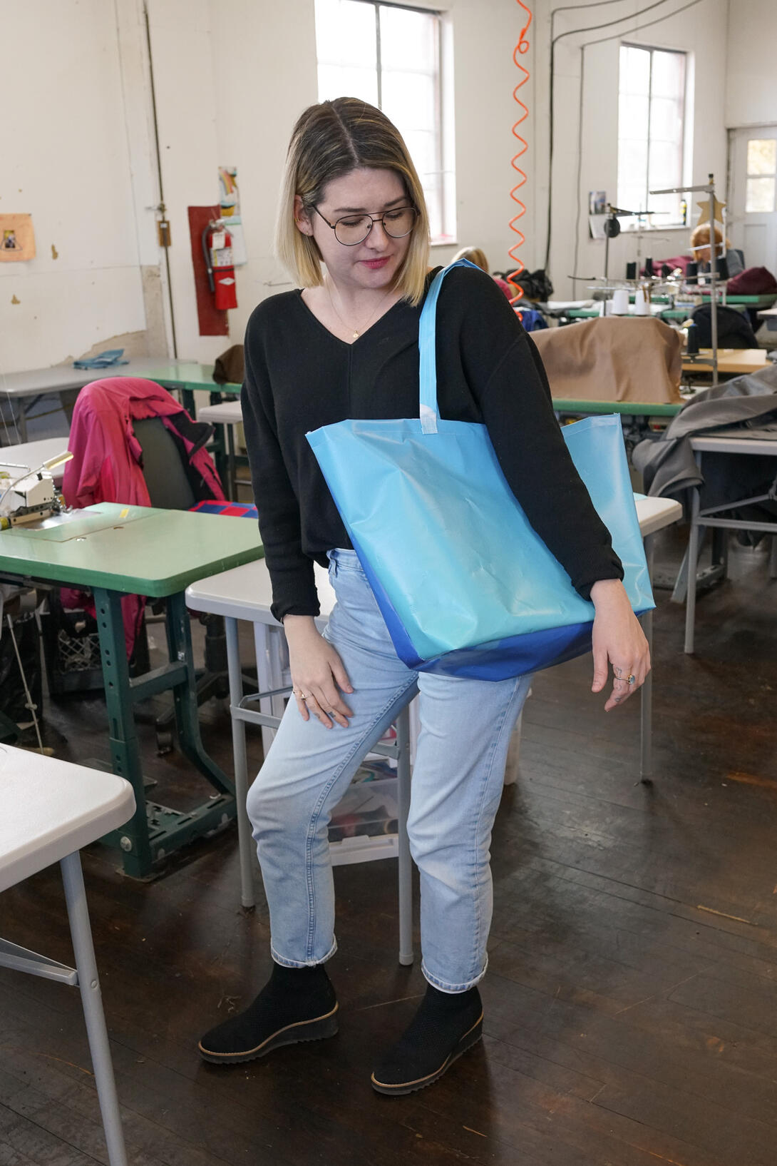 Liz McDonough with her Bag