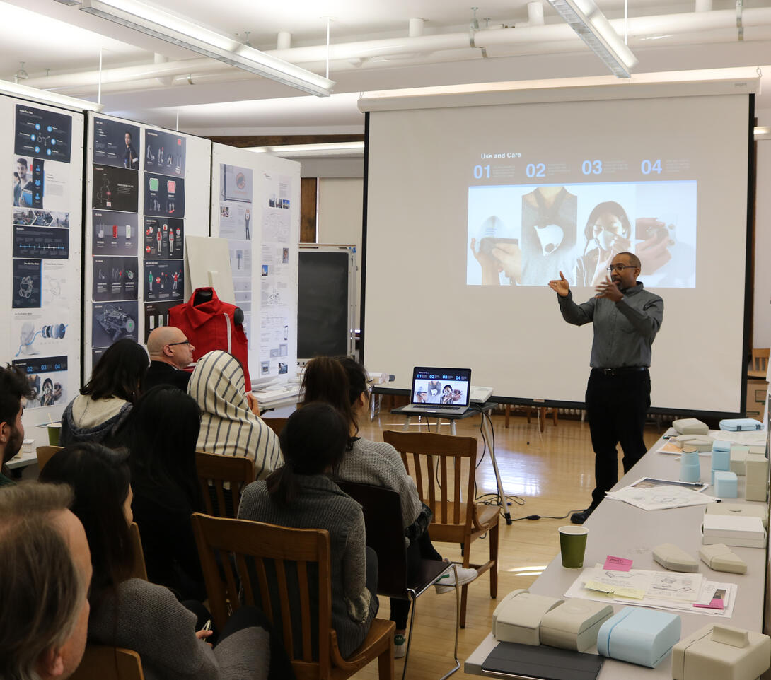 Eric Anderson making a presentation at a Design Week show