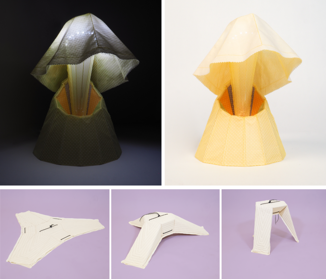 A CNC sewn lamp and stool
