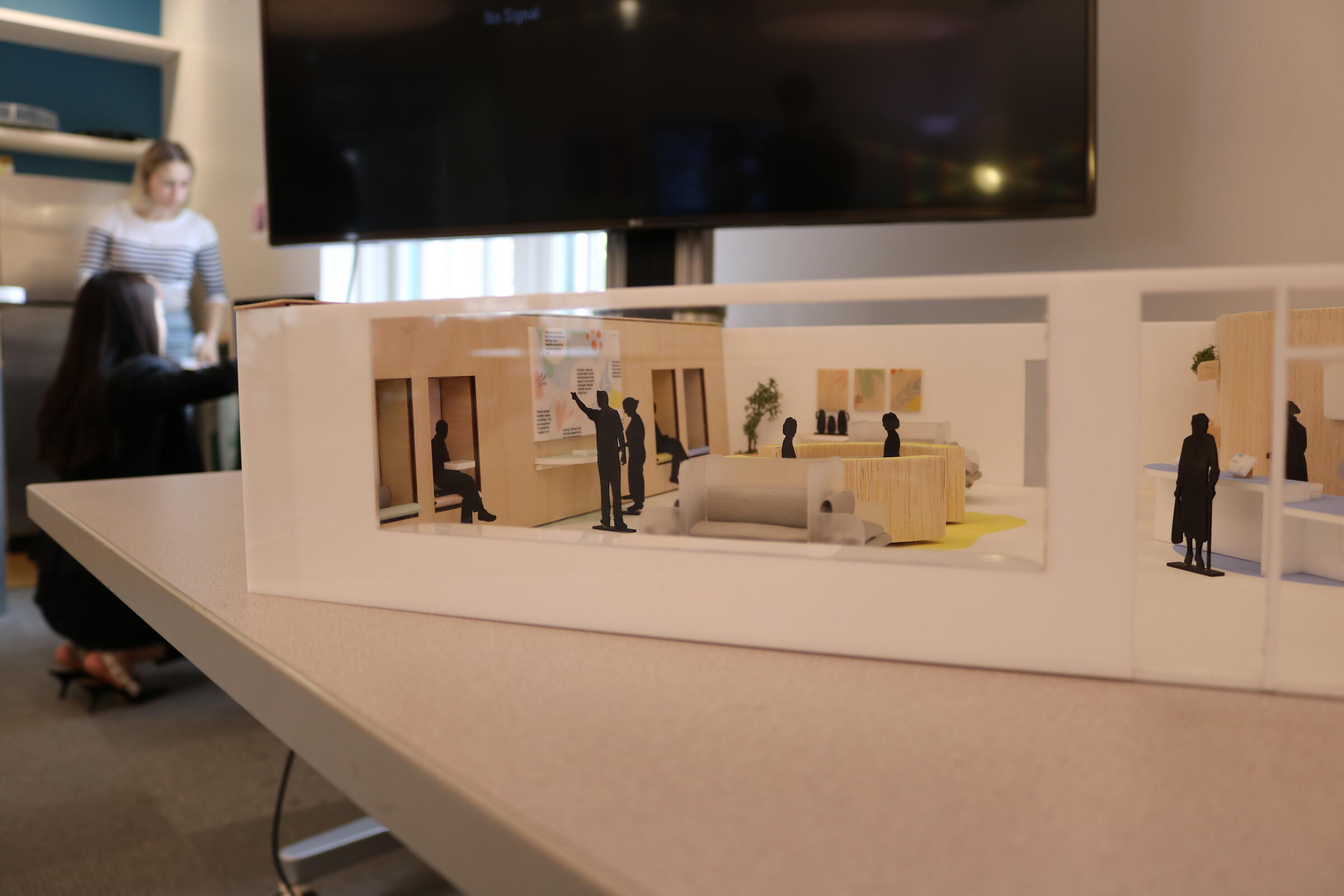 A small scale model of a retail space
